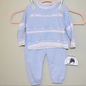 Blue knit 2pc light sweater set Sarah Louise